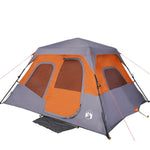 Tenda Campeggio 6 Persone Grigio e Arancione Impermeabile