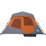 Tenda Campeggio 6 Persone Grigio e Arancione Impermeabile