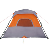 Tenda Campeggio 6 Persone Grigio e Arancione Impermeabile