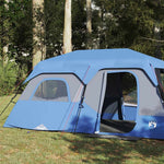 Tenda Campeggio 9 Persone Blu Rilascio Rapido Impermeabile