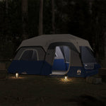 Tenda Famiglia con LED 9 Persone Blu Chiaro a Rilascio Rapido