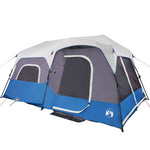 Tenda Famiglia con LED 9 Persone Blu Chiaro a Rilascio Rapido