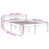Letto per Anziani Marrone Cera 120x190cm Legno Massello di Pino