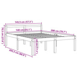 Letto per Anziani Marrone Cera 140x200cm Legno Massello di Pino