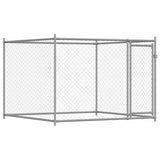 Gabbia per Cani con Porta Grigia 2x2x1,5 m in Acciaio Zincato