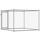 Gabbia per Cani con Porta Grigia 2x2x1,5 m in Acciaio Zincato