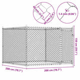 Gabbia per Cani con Porta Grigia 2x2x1,5 m in Acciaio Zincato