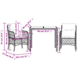 Set da Bistrò 3 pz con Cuscini Nero in Polyrattan
