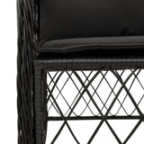 Set da Bistrò 3 pz con Cuscini Nero in Polyrattan