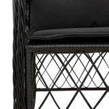 Set da Pranzo da Giardino 5 pz Nero con Cuscini in Polyrattan