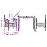 Set da Bistrò 3 pz con Cuscini Grigio in Polyrattan