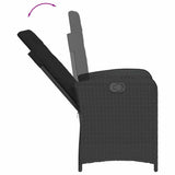 Set da Pranzo da Giardino 3 pz con Cuscini Nero in Polyrattan