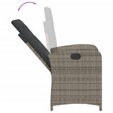 Set da Pranzo da Giardino 5 pz con Cuscini in Polyrattan Grigio