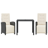 Set da Bistrò 3 pz con Cuscini Nero in Polyrattan