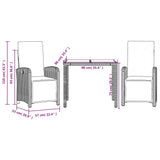 Set da Bistrò 3 pz con Cuscini Nero in Polyrattan
