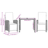 Set da Bistrò 3 pz con Cuscini Nero in Polyrattan