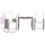 Set da Bistrò 3 pz con Cuscini Grigio in Polyrattan