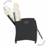 Set da Pranzo da Giardino 5 pz Nero con Cuscini in Polyrattan