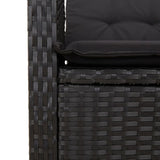 Set da Pranzo da Giardino 5 pz Nero con Cuscini in Polyrattan