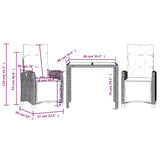 Set da Pranzo da Giardino 3 pz con Cuscini Nero in Polyrattan
