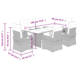 Set Pranzo da Giardino 7 pz con Cuscini Beige Misto Polyrattan