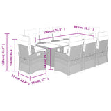 Set Pranzo da Giardino 9 pz con Cuscini Beige Misto Polyrattan