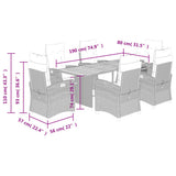 Set Pranzo da Giardino 7 pz con Cuscini Beige Misto Polyrattan