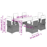 Set Pranzo da Giardino 7 pz con Cuscini Beige Misto Polyrattan