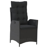 Set da Pranzo da Giardino 3 pz con Cuscini Nero in Polyrattan