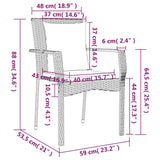 Set da Pranzo da Giardino 9 pz con Cuscini in Polyrattan Grigio