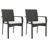 Set da Pranzo da Giardino 7 pz Nero con Cuscini in Polyrattan