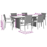 Set da Pranzo da Giardino 7 pz Nero con Cuscini in Polyrattan