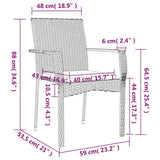 Set da Pranzo da Giardino 7 pz Nero con Cuscini in Polyrattan