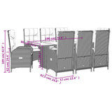 Set da Pranzo da Giardino 9 pz con Cuscini in Polyrattan Grigio