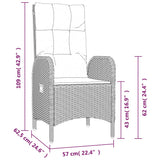 Set da Pranzo da Giardino 9 pz con Cuscini in Polyrattan Grigio