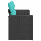 Divano da Giardino con Cuscini a 2 Posti Nero in Polyrattan