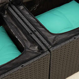 Divano da Giardino con Cuscini a 2 Posti Nero in Polyrattan