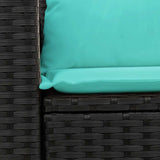 Divano da Giardino con Cuscini a 2 Posti Nero in Polyrattan