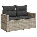 Divano da Giardino con Cuscini 2 Posti Grigio Chiaro Polyrattan