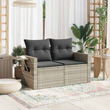 Divano da Giardino con Cuscini 2 Posti Grigio Chiaro Polyrattan