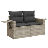 Divano da Giardino con Cuscini 2 Posti Grigio Chiaro Polyrattan