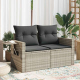 Divano da Giardino con Cuscini 2 Posti Grigio Chiaro Polyrattan