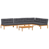 Set Divano Pallet Giardino 5pz con Cuscini Massello Acacia