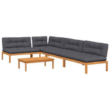 Set Divano Pallet Giardino 5pz con Cuscini Massello Acacia
