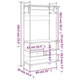 Armadio Cassetti Rovere Fumo 89x39x184,5 cm Legno truciolato