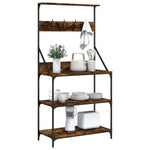 Scaffale Cucina Ganci 4 Ripiani Rovere Fumo Legno truciolato