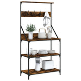 Scaffale Cucina Ganci 4 Ripiani Rovere Fumo Legno truciolato