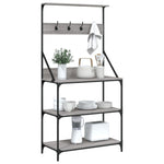 Scaffale Cucina Ganci 4 Ripiani Grigio Sonoma Legno truciolato