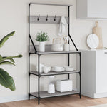 Scaffale Cucina Ganci 4 Ripiani Grigio Sonoma Legno truciolato