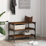 Panca Porta Scarpe Rovere Fumo 70x38,5x49 cm Legno truciolato